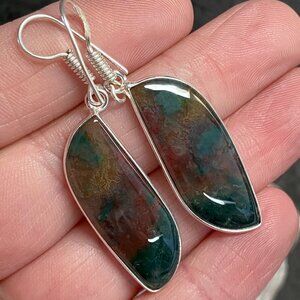 Indian Moss Agate Earrings Stone Crystal Jewelry